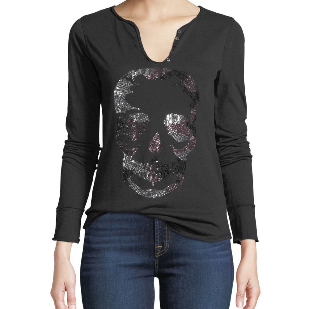 Zadig & Voltaire  Black Tunisian Skull New Small Tee Shirt